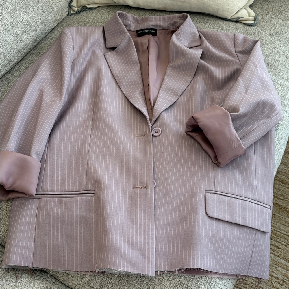 Balenciaga Women's Blush Pinstripe Blazer - Picture 3 of 6